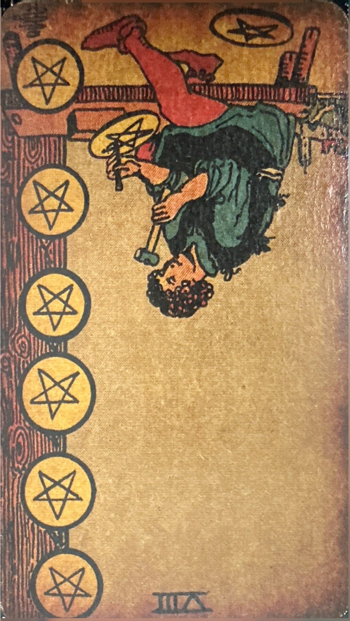 <p>VIII - Eight of Pentacles (Reversed)</p>