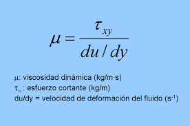 <p>La viscosidad dinámica de un fluido se puede calcular a partir de la siguiente fórmula:</p><p>η = τ / γ</p><p>donde:</p><p>η es la viscosidad dinámica del fluido, medida en N·s/m^2 (N-segundos por metro cuadrado)</p><p>τ es la intensidad de la tensión interna, medida en N/m^2 (Newton por metro cuadrado)</p><p>γ es la tasa de deformación de corte, medida en s^-1 (segundos^-1)</p><p>La viscosidad dinámica es una medida de la resistencia interna de un fluido a la deformación.</p>