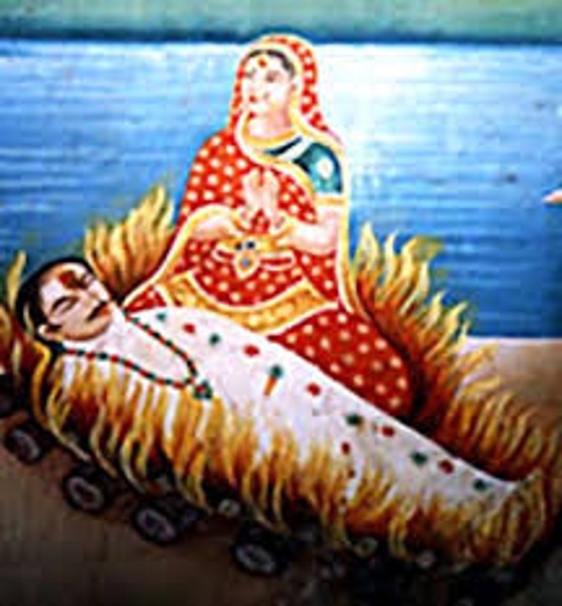 <p>The Indian custom of a widow voluntarily throwing herself on the funeral pyre of her husband.</p>