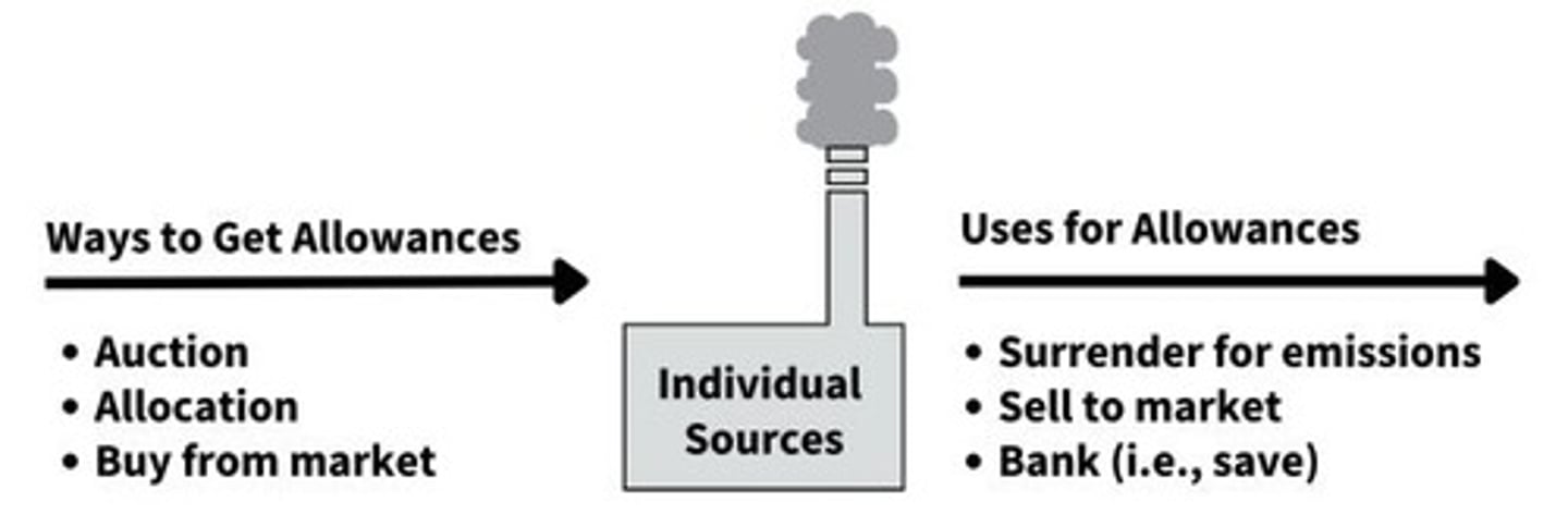 <p>Allowances that permit them to emit a certain amount of pollution over a specific time.</p>