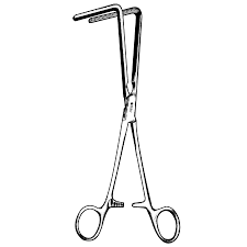 used to clamp large blood vessels or colon tissue, also known for its horizontal serrations on the jaws