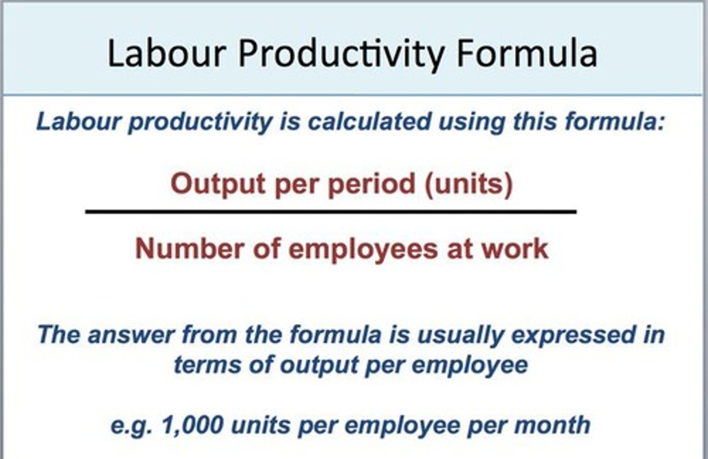 <p>The efficiency of labour in producing goods and services.</p>