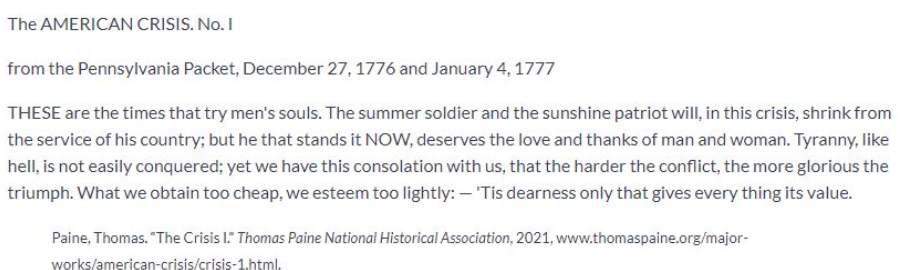 <p>Thomas Paine’s other notable contribution to the American revolution was his work on which of the following documents?</p>