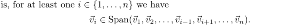 <p>if atleast one of the vectors is a linear combination of the others. That is, for at least… </p>