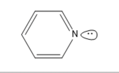 <p>The lone pair on the nitrogen in pyridine does not contribute to the aromaticity of the molecule.</p><p class="p1">This is because:</p>