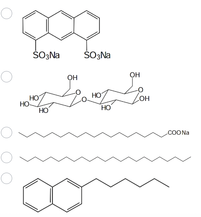 <p><span><strong>Which one of the following compounds will most likely form micelles in water?</strong></span></p>