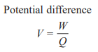 <ul><li><p>Work done per coulomb</p></li><li><p>(Volts)</p></li></ul><p></p>