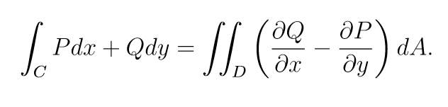 <p>counterclockwise - negative</p><p>clockwise - positive</p><ul><li><p>C is positively oriented, piecewise smooth, simple closed <strong>curve</strong></p></li><li><p>D is the region bounded by C</p></li><li><p>F must have continuous partial derivatives on an open region <em>containing </em>D</p></li></ul><p></p>