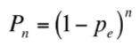 <p>Pe = probability of extinction</p><p>n = # of time steps</p><p>positively related to local population size</p><p>lower probability of local persistence = fewer time steps the population will persist</p>