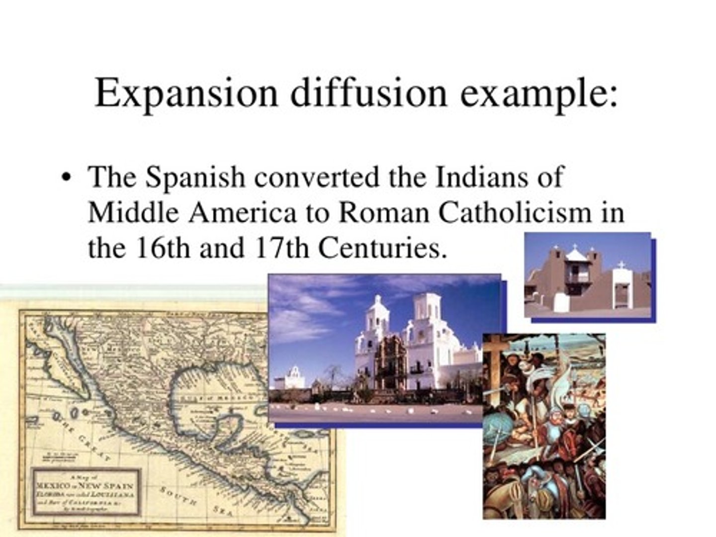 <p>the spread of cultural traits through direct or indirect exchange without migration</p>