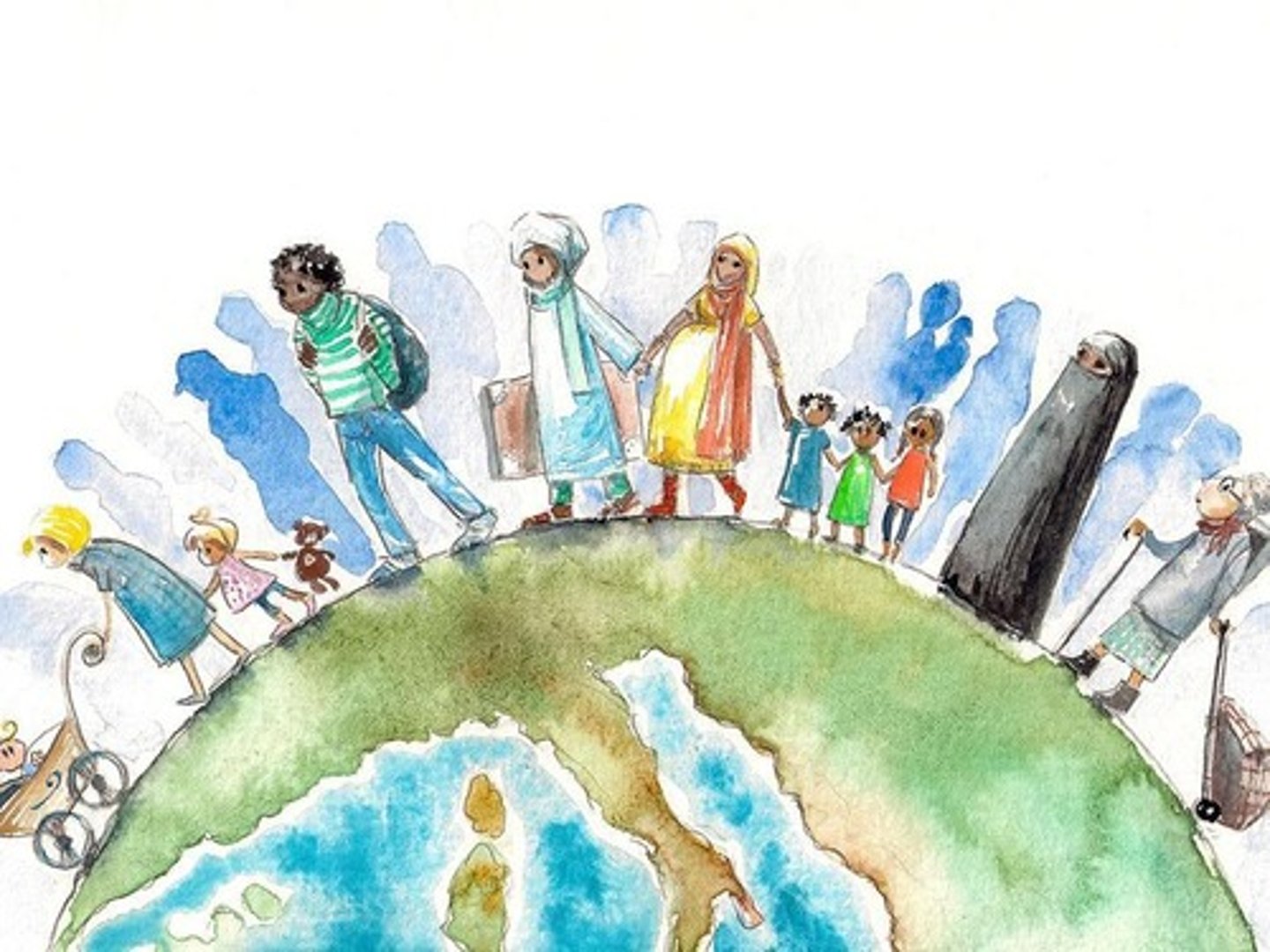<p>A significant movement of people across borders, often involving diverse cultures and religions.</p>