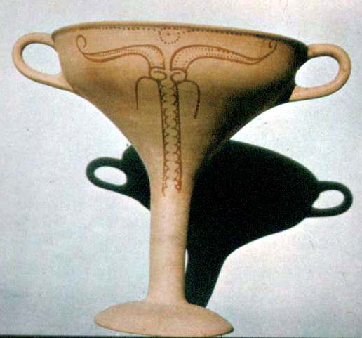 <p>Mycenean kylix (goblet) with a stylized Cuttlefish</p>