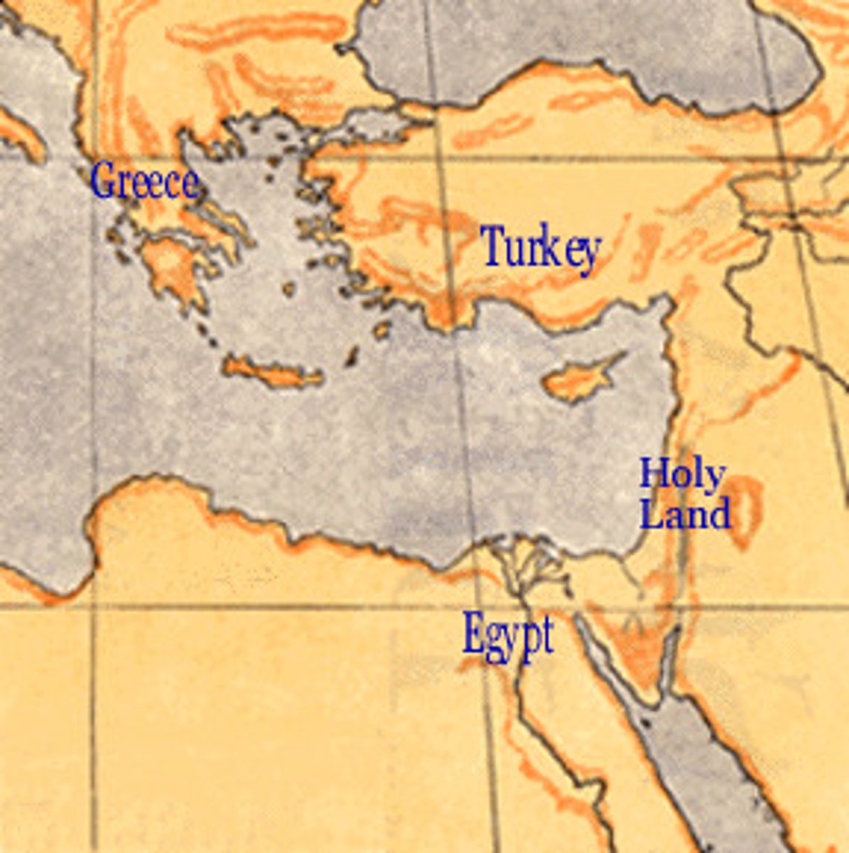 <p>Travelling on a Crusade to take over modern day Palestine/Israel in the name of Christianity. Contains places of holy significance like Bethlehem and Jerusalem. This was seen as the ultimate pilgrimage</p>