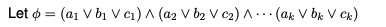 <p>Let phi φ be an instance of the 3SAT problem</p><p>We reduce this boolean formula into an undirected graph G by grouping nodes in G into k groups of three nodes called <strong>triples</strong></p><p>Each triple corresponds to one of the clauses in the formula </p><p>Each node within a triple correspond to a literal in the corresponding cause</p>