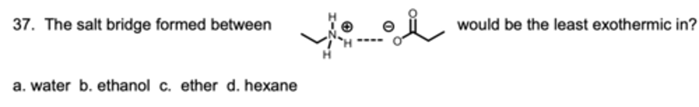 <p>The salt bridge formed between _____ would be the least exothermic in?</p>