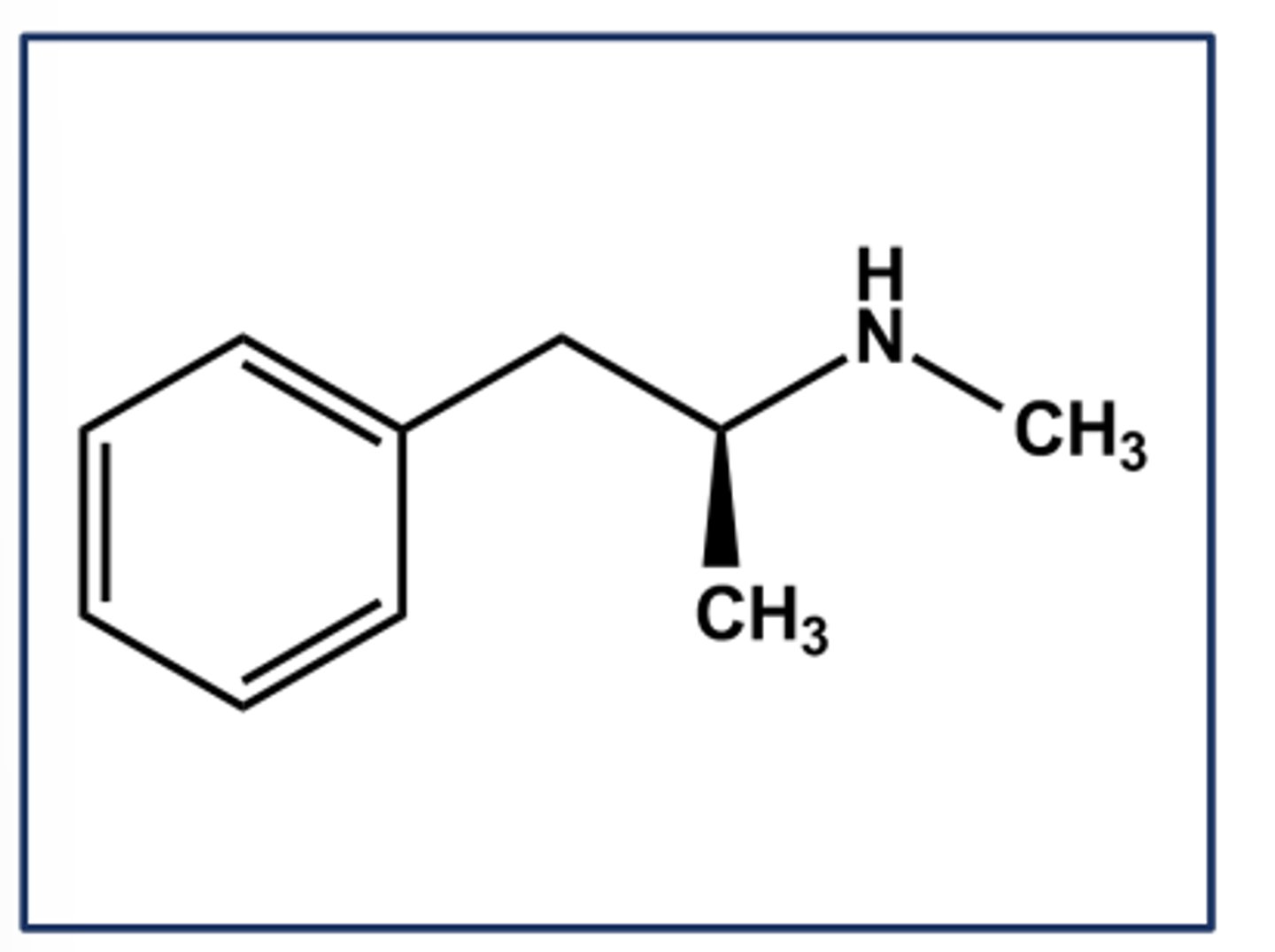 <p>- LogP = 2.2; pKa = 10</p><p>- Purely indirect adrenergic agonist (leads to catecholamine release)</p><p>- Use: ADHD, obesity</p><p>- Can be synthesized easily from pseudoephedrine or ephedrine</p><p>- C-II</p>