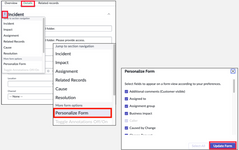 <p>Click the jump to navigation icon and select Personalize Form.</p><p></p><p>Check/Uncheck fields as required and click Update Form</p>
