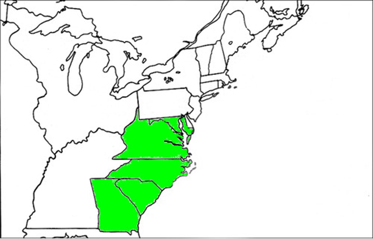 <p>(Period 2)Maryland, Virginia, North Carolina, South Carolina, Georgia</p>