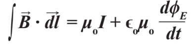 <p>The changing electric field between the plates of a discharging capacitor</p>
