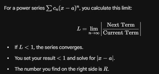 <p>You use the Ratio Test!</p>