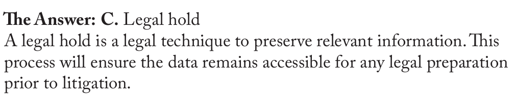 <p>Legal hold</p>