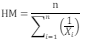 <ul><li><p>Reduces the effect of outliers &amp; underweight their impact</p></li><li><p>When it’s used: Multiples/ratios, dollar-cost averaging, average price per unit</p></li><li><p>Relationship w other means: R<sub>A </sub>(overweight) x X-bar<sub>H </sub>(underweight) ~ R<sub>G</sub>²</p></li></ul>