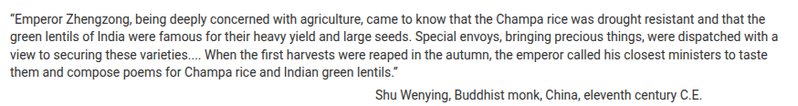 <p>Which of the following made possible the Chinese cultivation of the staple crops described in the passage?</p>