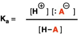 <p>indicates strength of the acid</p><ul><li><p>strong acid=low pKa</p></li><li><p>weak acid= high pKa</p></li><li><p>pKa=-logKa</p></li></ul><p></p>