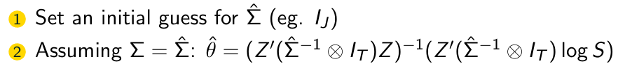 <p>What is the third step of the FGLS Algorithm? </p>