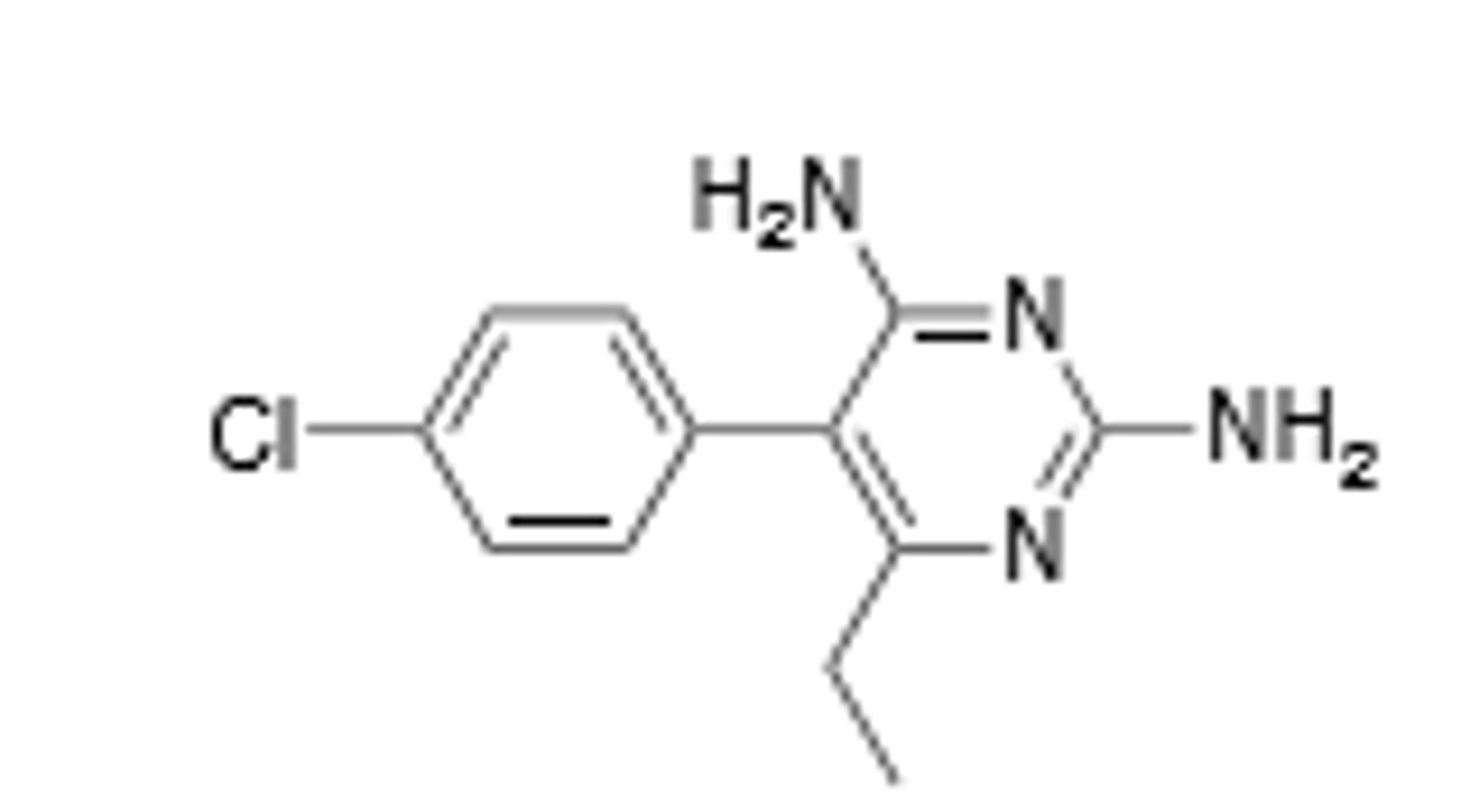 <p>DHFR inhibitor, given with sulfadiazine</p>