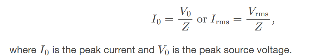 <p>states that the voltage and current in an AC circuit are related by the impedance of the circuit. It is often represented as V = I Z, where V is the voltage, I is the current, and Z is the impedance. </p>