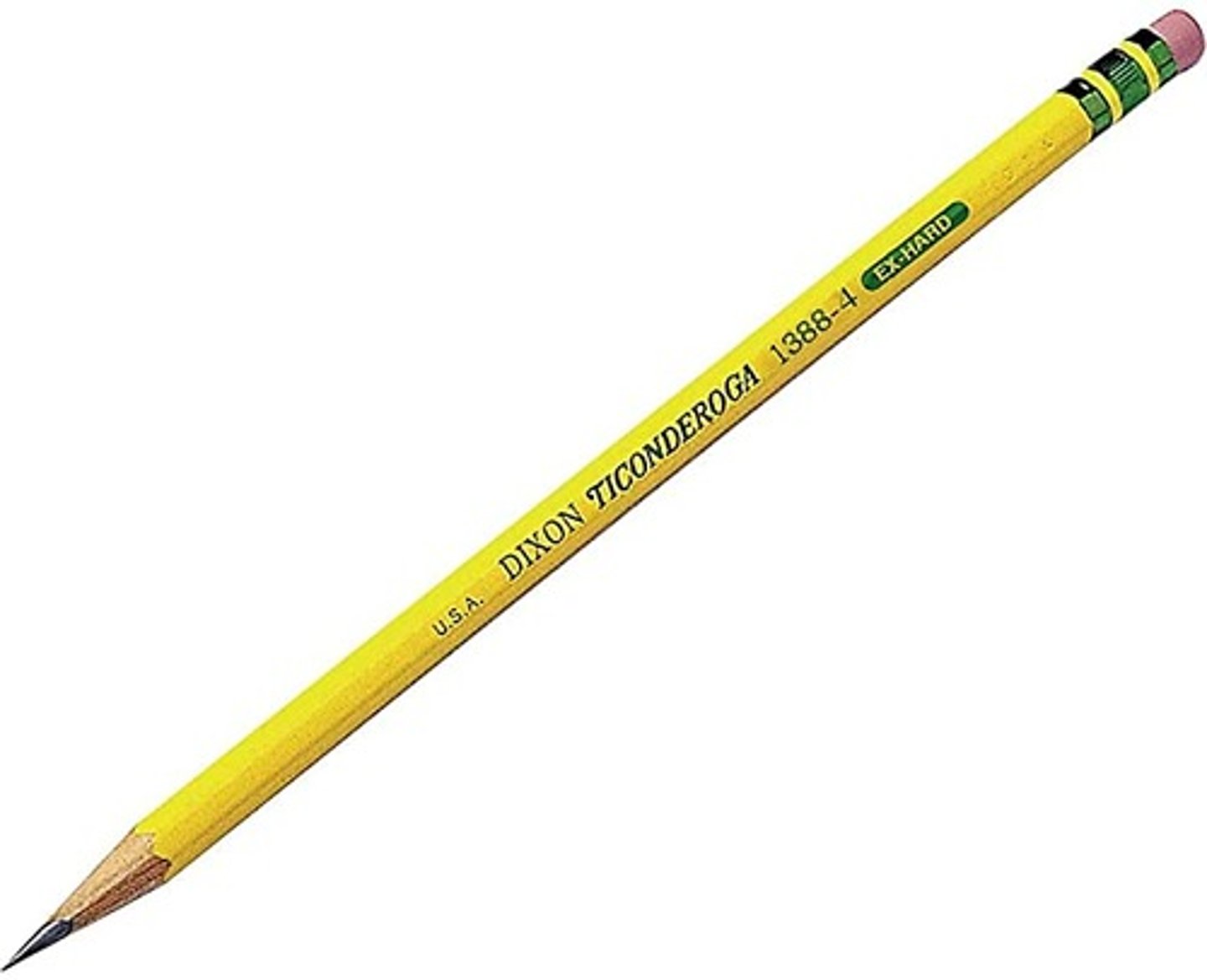 <p>Ticonderoga Pencil<br>hexagonal cross section is better than square, triangle, and circle for several reasons<br>-easy to handle<br>-easy to sharpen<br>-rolls slower off desks<br><br>circular lead instead of square lead<br>-higher quality<br>-harder to break<br>-easier to sharpen<br><br>this use of yellow eased the way to symbolize high quality and finest graphite in China</p>