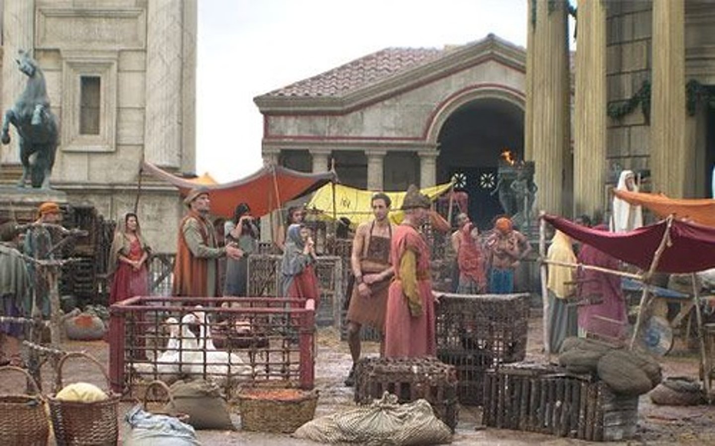 <p>Where goods and services were bought and sold in a town. Usually once or twice a week. Lots of animal carcasses and waste left behind.</p>