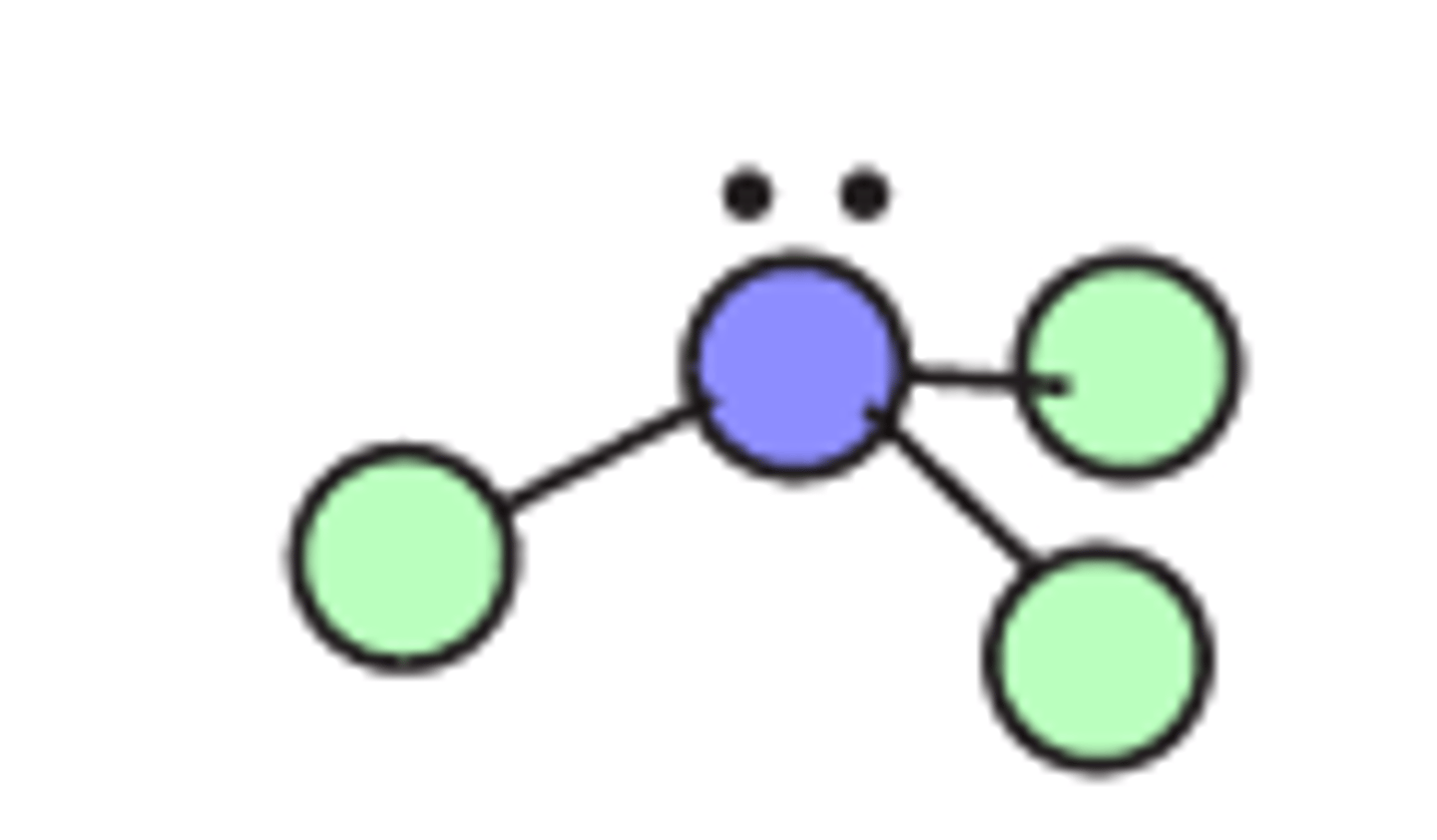 <p>Regions of electron density: 4</p><p>Arrangement: tetrahedral</p><p>Occupied sites: 3</p><p>Bond angle: 109.5°</p>