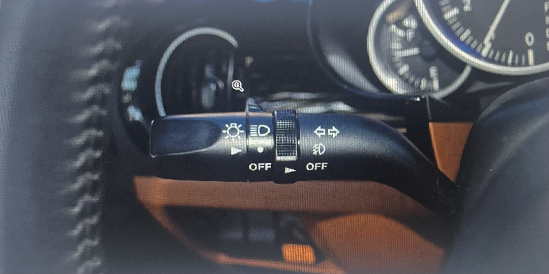 <ul><li><p>Location: left side of steering column</p></li><li><p>Switch between high-beam and low-beam headlights by moving forward for high and rearward for low</p></li></ul>