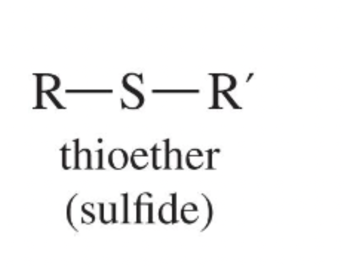 <p>Sulfur analogue of an ether, R–S–R′; more nucleophilic and easily oxidised. </p>