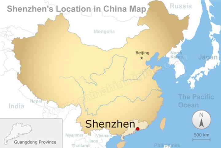 <p>Shēnzhèn：a city in Guangdong Province</p>