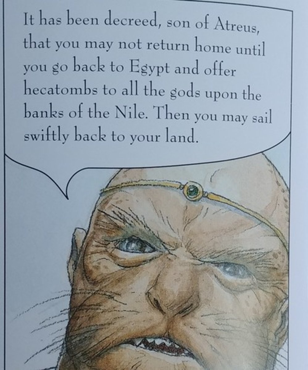 <p>Old Man of the Sea. Poseidon's right hand man. Shape shifter, but main form is a seal-man. Menelaus holds him down until he reveals the fates of his companions.</p>