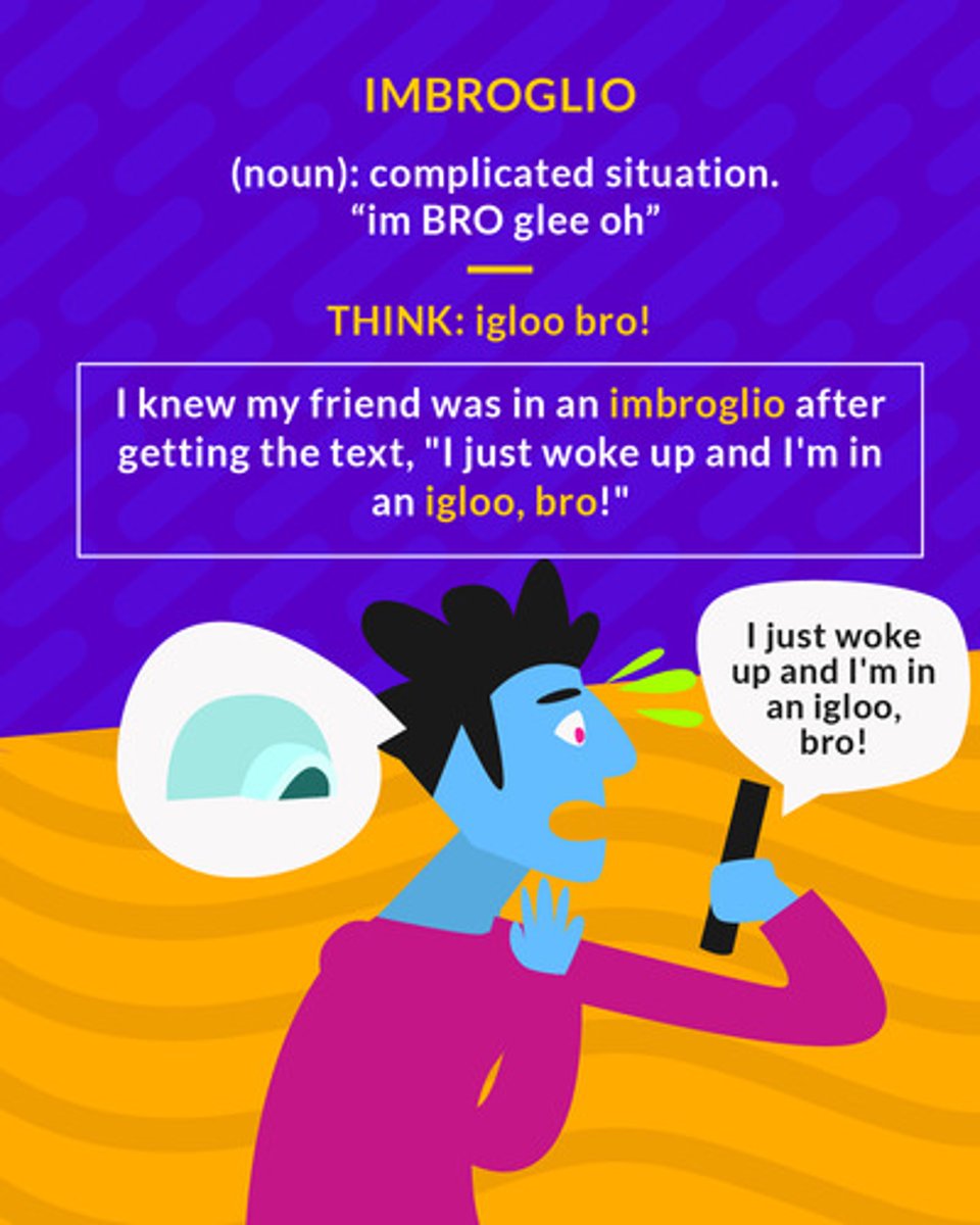 <p>(noun) complicated situation; an entanglement</p><p>(noun) complicated situation</p>