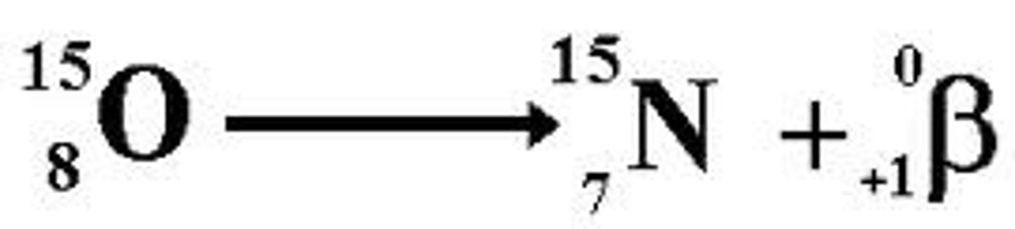 <p>a nuclear reaction in which a positron is emitted<br>-happens when too few neutrons compared to number of protons</p>