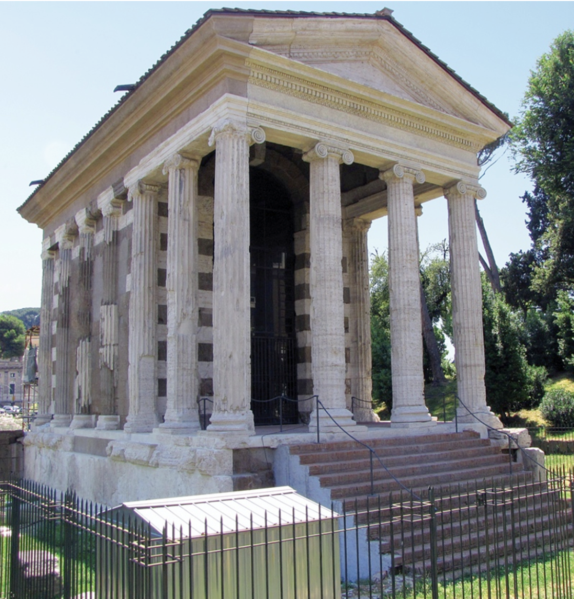 <p><span>In what way is this temple&nbsp;</span><em>unlike</em><span> Ancient Greek temples like the Parthenon?</span></p><ul><li><p><span>t features a pediment.</span></p></li><li><p><span>It is an example of the Ionic architectural order.</span></p></li><li><p><span>It is meant to be viewed from the front.</span></p></li><li><p><span>It uses columns and an entablature.</span></p></li></ul><p></p>