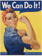 <ul><li><p>Promotional campaign about a woman that worked as a riveter <mark data-color="green">to recruit women for traditionally male jobs</mark> since majority of men were off fighting in the war</p></li></ul>