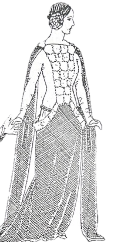 <p>Sideless Surcote-sleeveless garments with a thin torso section, worn by both men and women</p><p></p><p>Chatelaine- decorative belt hook and chains that she wore. This accessory, with chains holding useful items like keys, a watch, a writing instrument, and sewing tools</p><p></p><p>Bliaut-<span style="background-color: transparent;">a 12th-century garment worn by upper-class men and women was more complex in cut and fit than earlier garments, similar to a gown</span></p>