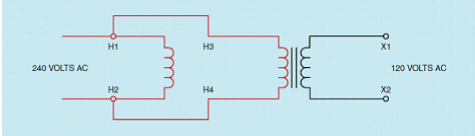 <p>____ 2. The primary side of this transformer is wired in series.</p>