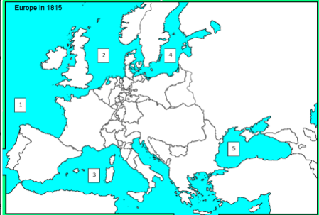 <p>Which body of water best matches the one labeled with a two?</p>