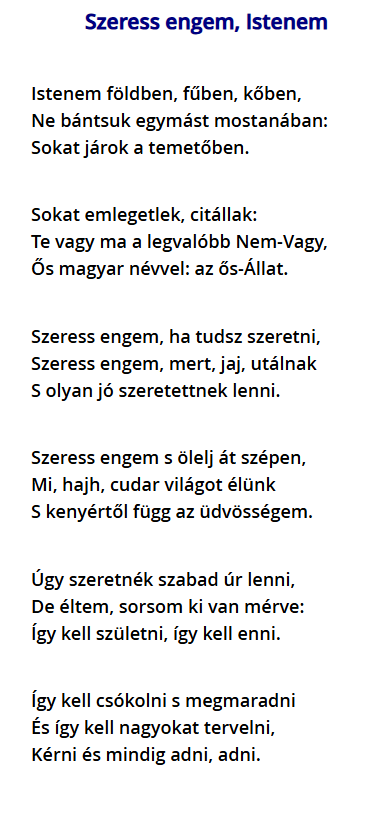 <p>Szeres engem, Istenem</p>
