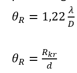 <p>Dyfrakcyjna granica rozdzielczości określa, że dwa punkty są rozróżnialne, gdy środek obrazu dyfrakcyjnego jednego z nich znajduje się w miejscu pierwszego minimum obrazu dyfrakcyjnego drugiego. (Dwa wzory)</p>