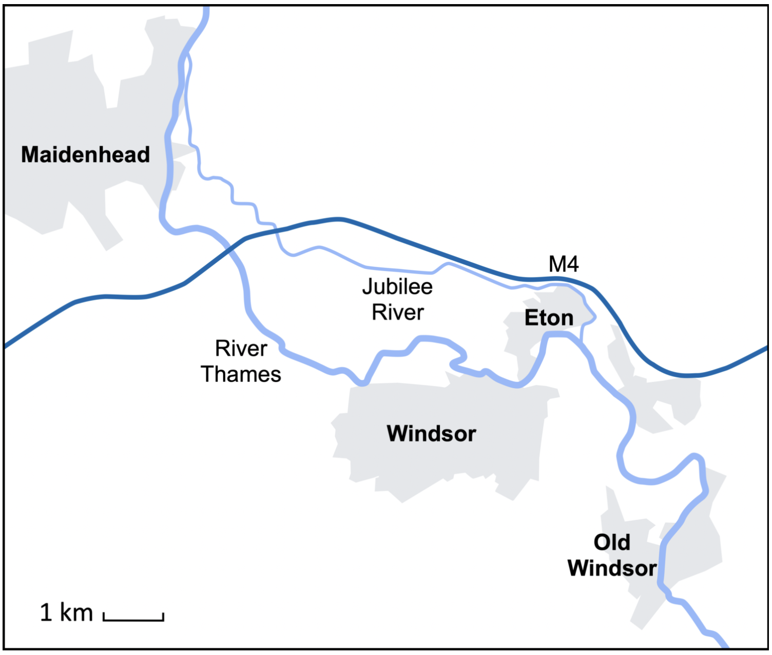 <p>A flood relief channel funded by the Environmental Agency which was constructed to reduce flooding in Windsor and Eton by diverting water from the River Thames.</p>