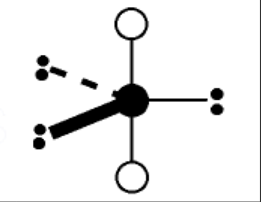 <ul><li><p>2 bonds, 3 lone pairs</p></li><li><p>bond angles: 180 degrees</p></li><li><p>electron geometry: trigonal bipyramidal</p></li><li><p>molecular geometry: linear</p></li></ul><p></p>
