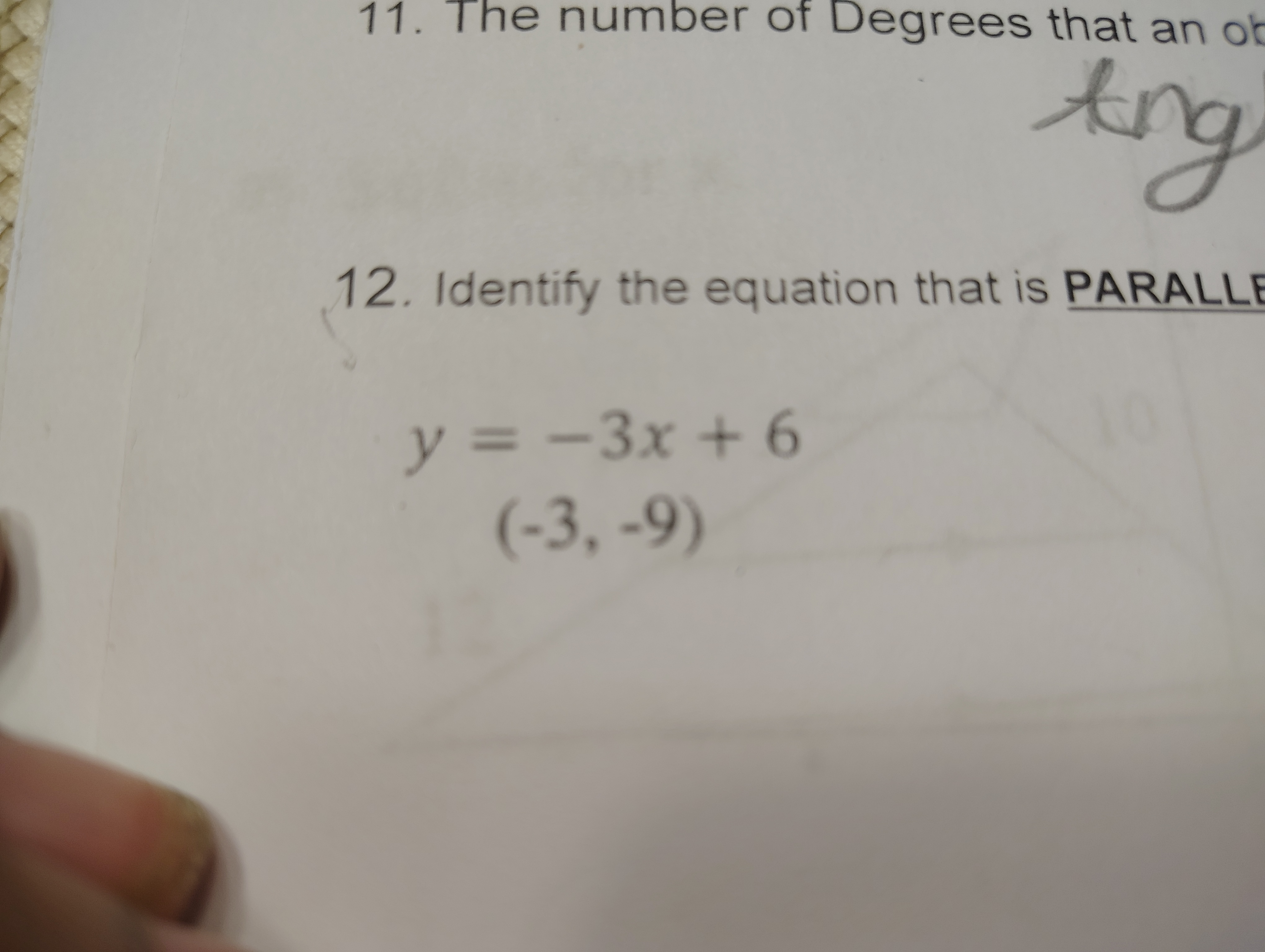 <p>What is parallel to the equation</p>